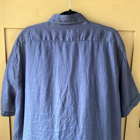 Toscano Firenze 100% Linen Navy Button Down Shirt. Beachy Casual. Men’s XXL - Picture 6 of 7